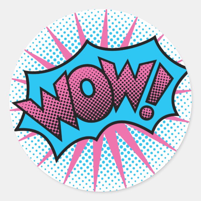 Wow Text Design Classic Round Sticker (Front)