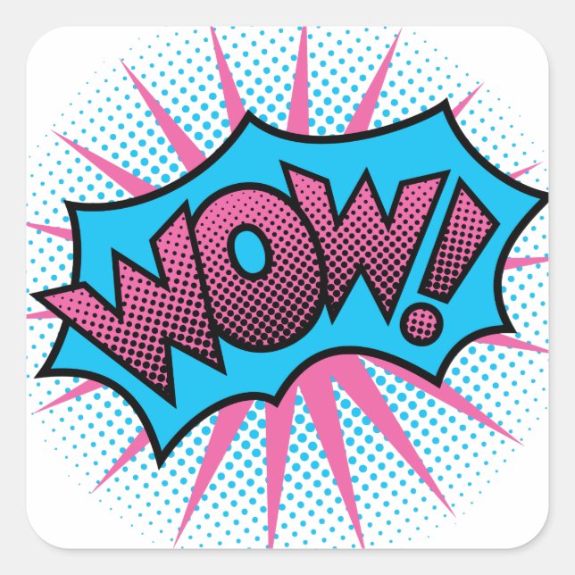 WOW! Text Design Square Sticker (Front)