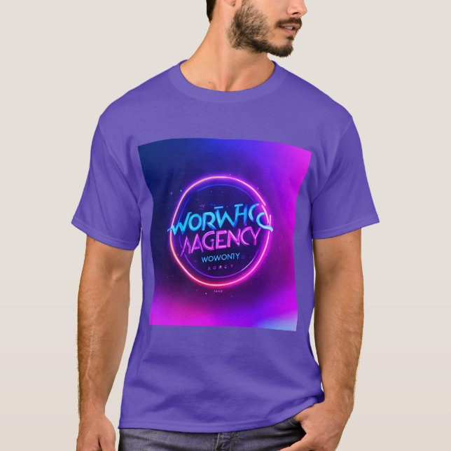 "WowHow Marketing: Neon-Inspired Modern Logo Desig T-Shirt (Front)