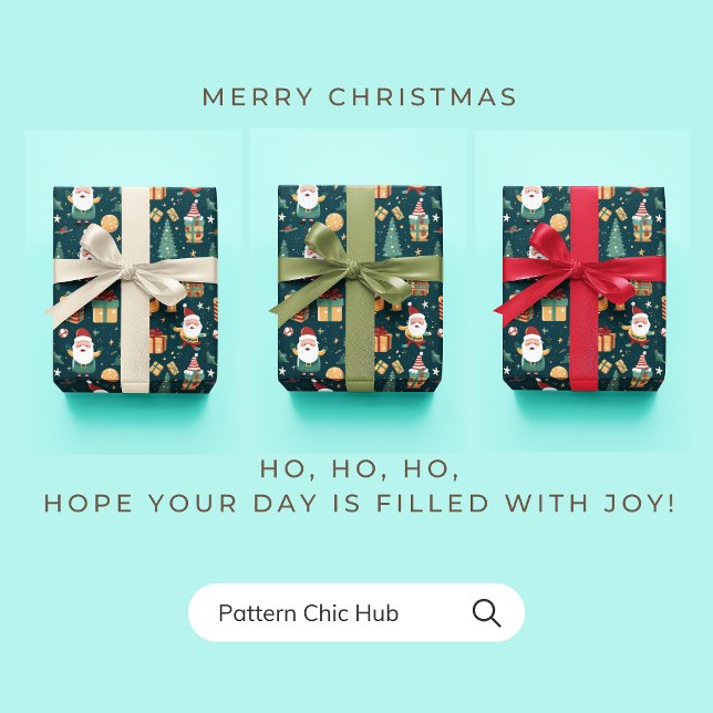 WP01 Santa Claus Christmas Tree Gift Boxes Green Wrapping Paper (Creator Uploaded)