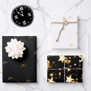 WP   Name (3) Black Gold 19x29 Wrapping Paper