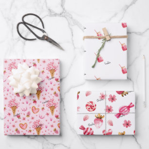 WP   Names 3 Wrapping Paper Sheets Valentines