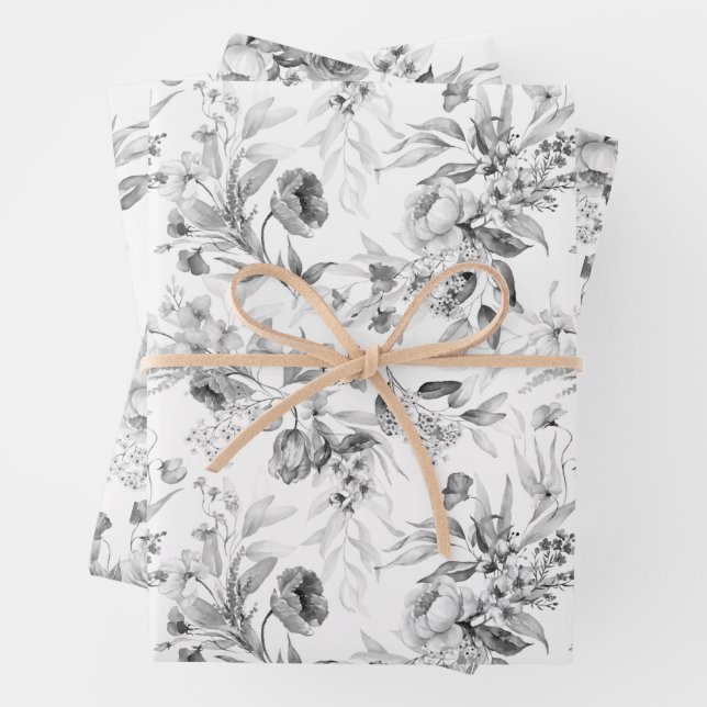WP | Sm Print, Dutch Still Life Floral Art, (3) Wrapping Paper Sheet (In situ)