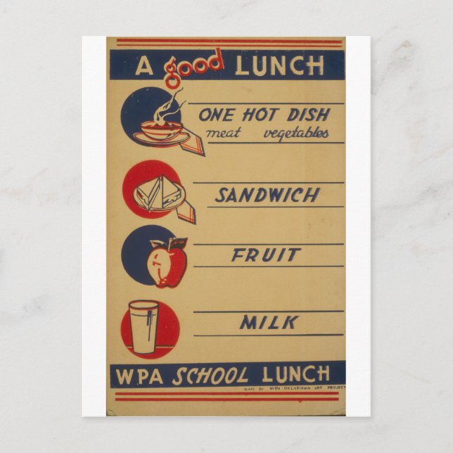 WPA - A Good Lunch Postcard (Front)