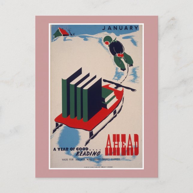 WPA Library Poster Postcard (Front)