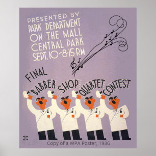 WPA Poster, Barber Shop Quartet, Purple Poster