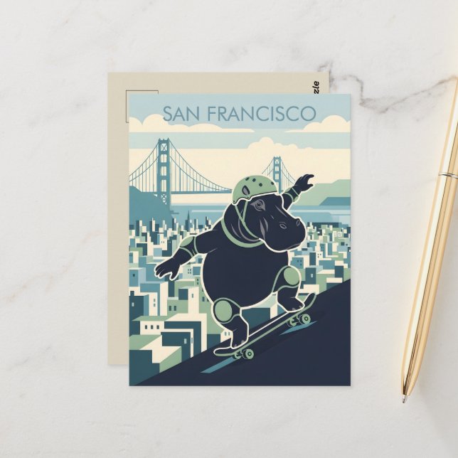 WPA‑Style San Francisco Postcard (Front/Back In Situ)