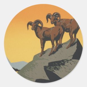 WPA Vintage National Parks Wildlife Travel Classic Round Sticker