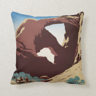 WPA Vintage Travel Poster See America Arches Cushion