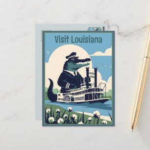 WPA Visit Louisiana Steamboat Postcard
