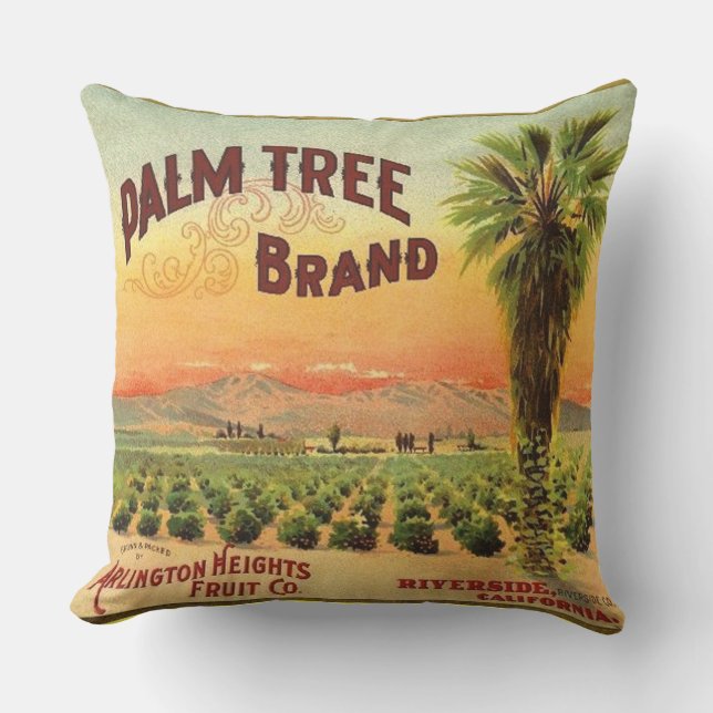 WQ PILLOW LG : Crate Label Art Palm Tree (Front)
