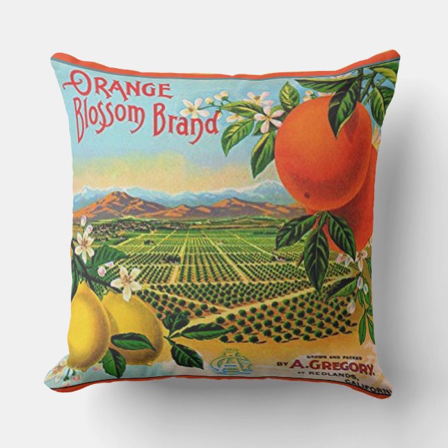 WQ PILLOW LG : Orange Blossom Crate Label (Front)