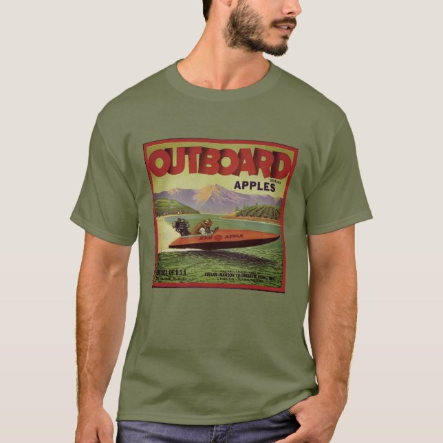 WQ T SHIRT MEN'S: Outboard Apples - Lake Chelan (Front)