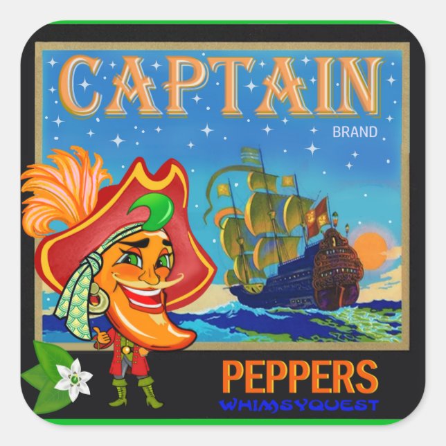 WQ TOYS STICKER: Captain Cayenne Pepper Square Sticker (Front)
