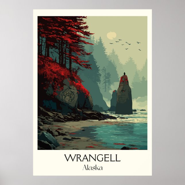 Wrangell Alaska Coastal Forest Rocks Poster (Front)