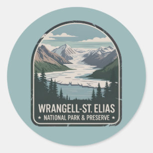 Wrangell-St. Elias Glacier Park Badge Classic Round Sticker