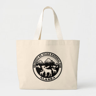 Wrangell St. Elias Nat Park Alaska moose circle Large Tote Bag