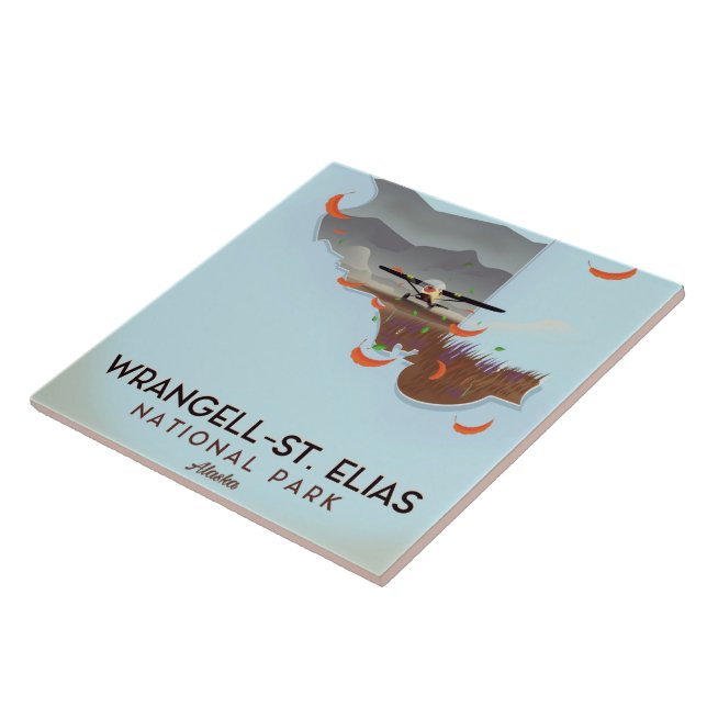 Wrangell-St. Elias National Park Alaska poster Ceramic Tile (Side)