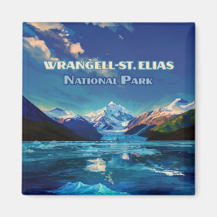 Wrangell St. Elias National Park Alaska Retro Card Magnet