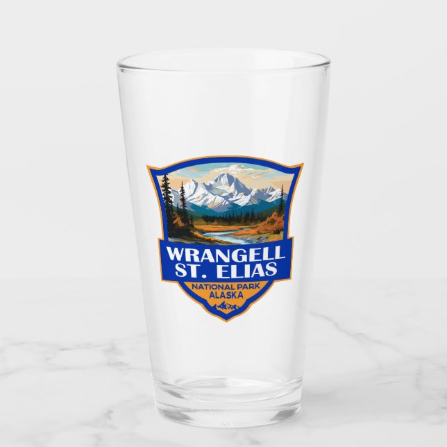 Wrangell St. Elias National Park Illustration Art Glass (Front)