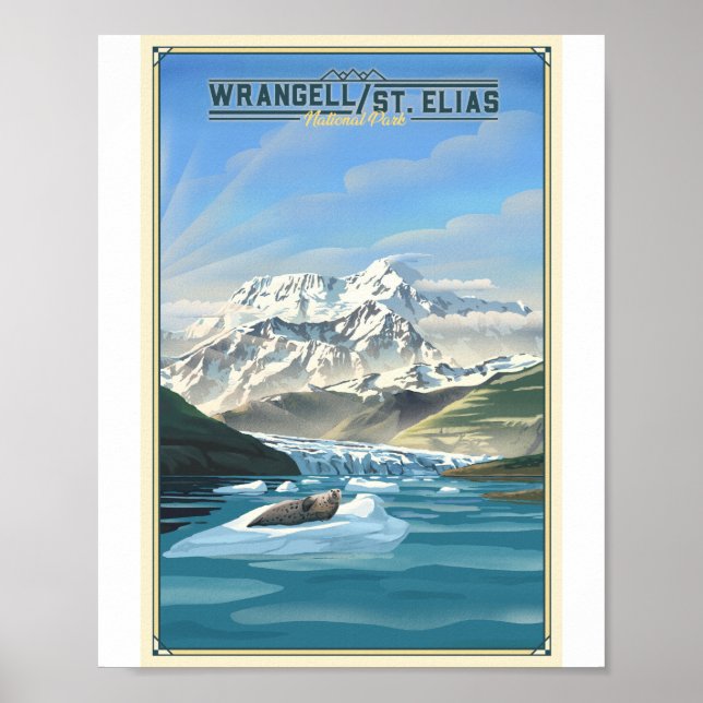Wrangell St. Elias National Park Litho Artwork Poster (Front)