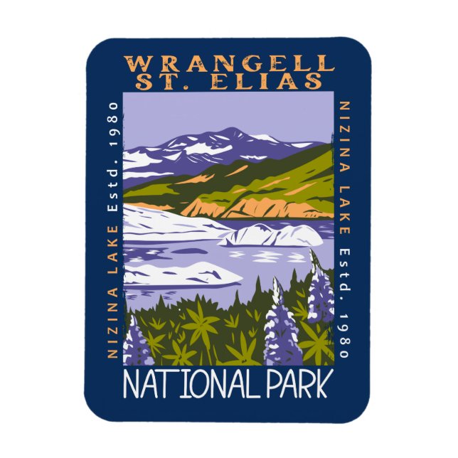 Wrangell St Elias National Park Vintage Distressed Magnet (Vertical)