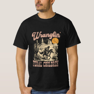 Wranglin My Feral Grandchildren Cowboy Racccoon T-Shirt