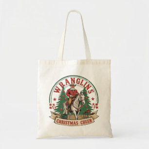 Wrangling Christmas Cheer Cowboy Santa Horse Ride Tote Bag