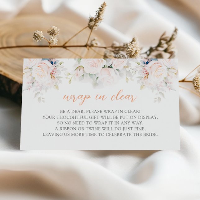 Wrap in Clear Pastel Blooms Bridal shower Enclosure Card (Creator Uploaded)