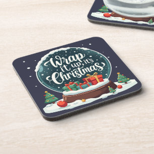 Wrap It Up It’s Christmas Snow Globe Design Coaster
