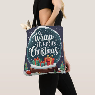 Wrap It Up It’s Christmas Snow Globe Design Tote Bag