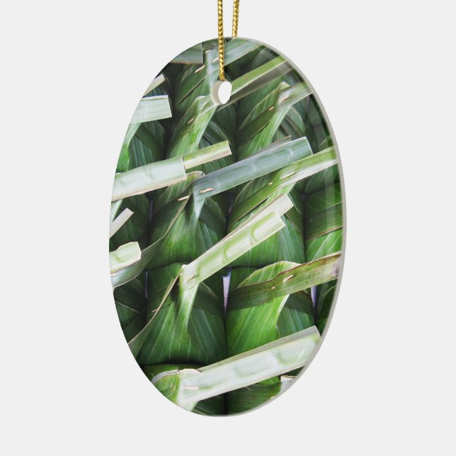 Wrapped Banana Leaf Packets Ceramic Ornament (Left)