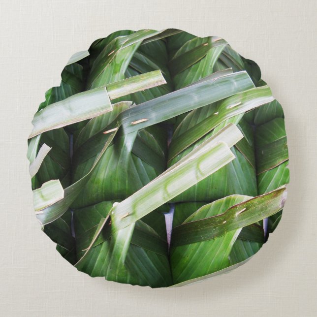 Wrapped Banana Leaf Packets Round Cushion (Front)