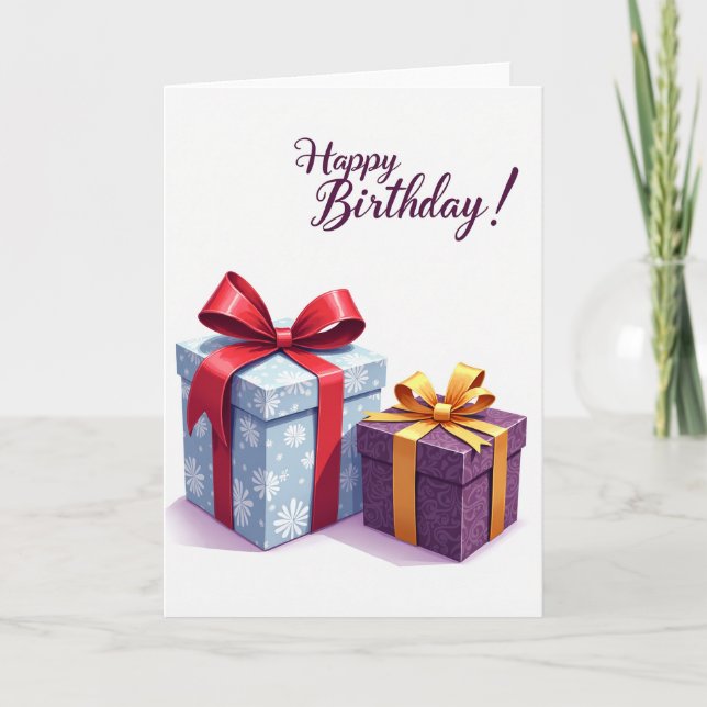Wrapped Birthday Boxes Card (Front)
