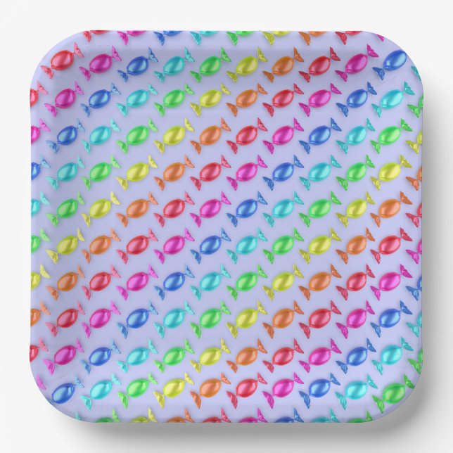 Wrapped candies with different colours paper plate (Front)