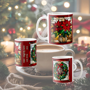 Wrapped Christmas Puppy Faux Stained Glass Coffee Mug