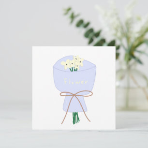 Wrapped Cream Flower Bouquet Gift Invitation