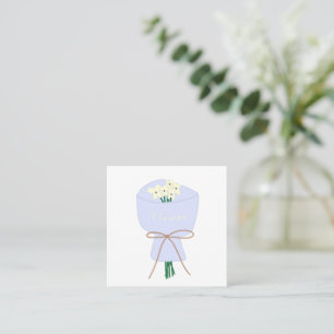 Wrapped Cream Flower Bouquet Gift Square Business Card
