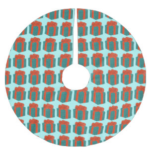 Wrapped Gift Present Red Bow Christmas Hanukkah Brushed Polyester Tree Skirt