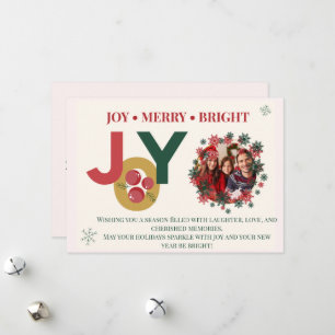 Wrapped in Joy Tied with Merry Photo Christmas Holiday Card