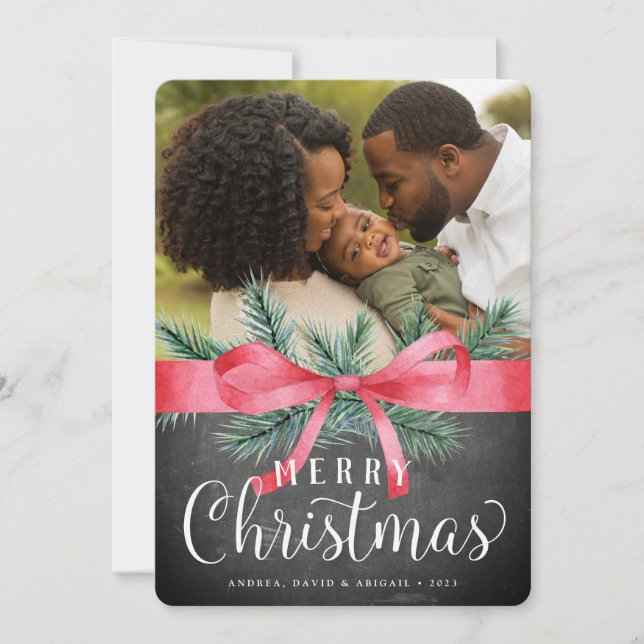 Wrapped in Red | Holiday Photo Card (Front)
