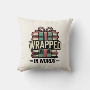 Wrapped in Words Christmas Book Lover Cushion