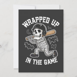Wrapped up In the Game baseball Halloween  Invitation