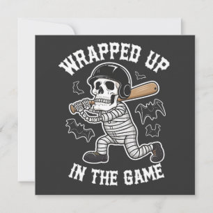 Wrapped up In the Game baseball Halloween  Invitation