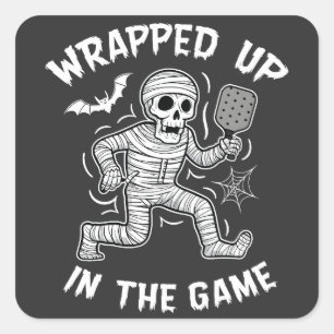 Wrapped up In the Game pickleball Halloween  Square Sticker