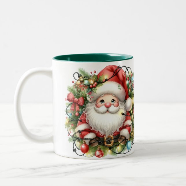 Wrapped Up Santa Two-Tone Coffee Mug (Left)