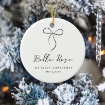 Wrapped With Love Black Bow First Christmas Photo