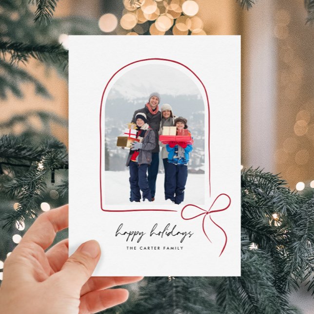 Wrapped With Love Red Bow Arch Happy Holidays Holiday Card (Wrapped With Love Red Bow Arch Happy Holidays Holiday Card)