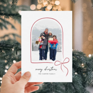 Wrapped With Love Red Bow Arch Photo Christmas  Holiday Card