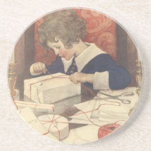 Wrapping Christmas Presents, Jessie Willcox Smith Coaster
